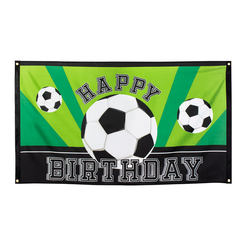 Polyesterová vlajka „Happy Birthday“ futbalová